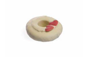 Der weiße Baumkuchenring ohne Folie. Der Link führt zu diesem Bild in größerer Darstellung.